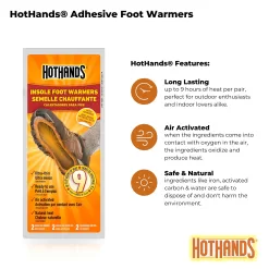 HotHands Insole Foot Warmers - Long Lasting Safe Natural Odorless Air Activated Warmers - 16 Pair , Black