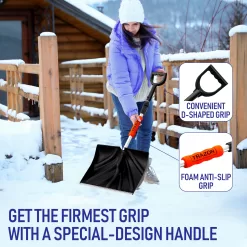 Trazon Snow Shovel for Driveway Car Home Garage - Portable Folding Snow Shovel (Black)