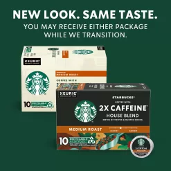 Starbucks Medium Roast K-Cup Coffee Pods with 2X Caffeine — for Keurig Brewers — 6 boxes (60 pods total)