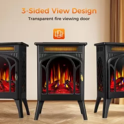 COWSAR Electric Fireplaces, 1500W Infrared Electric Stove Heater, Efficient Heating, 3D Realistic Flame, 5100 BTU