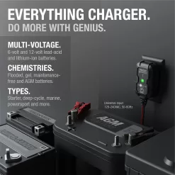 NOCO GENIUS1, 1A Smart Car Battery Charger, 6V and 12V Automotive Charger, Battery Maintainer, Trickle Charger