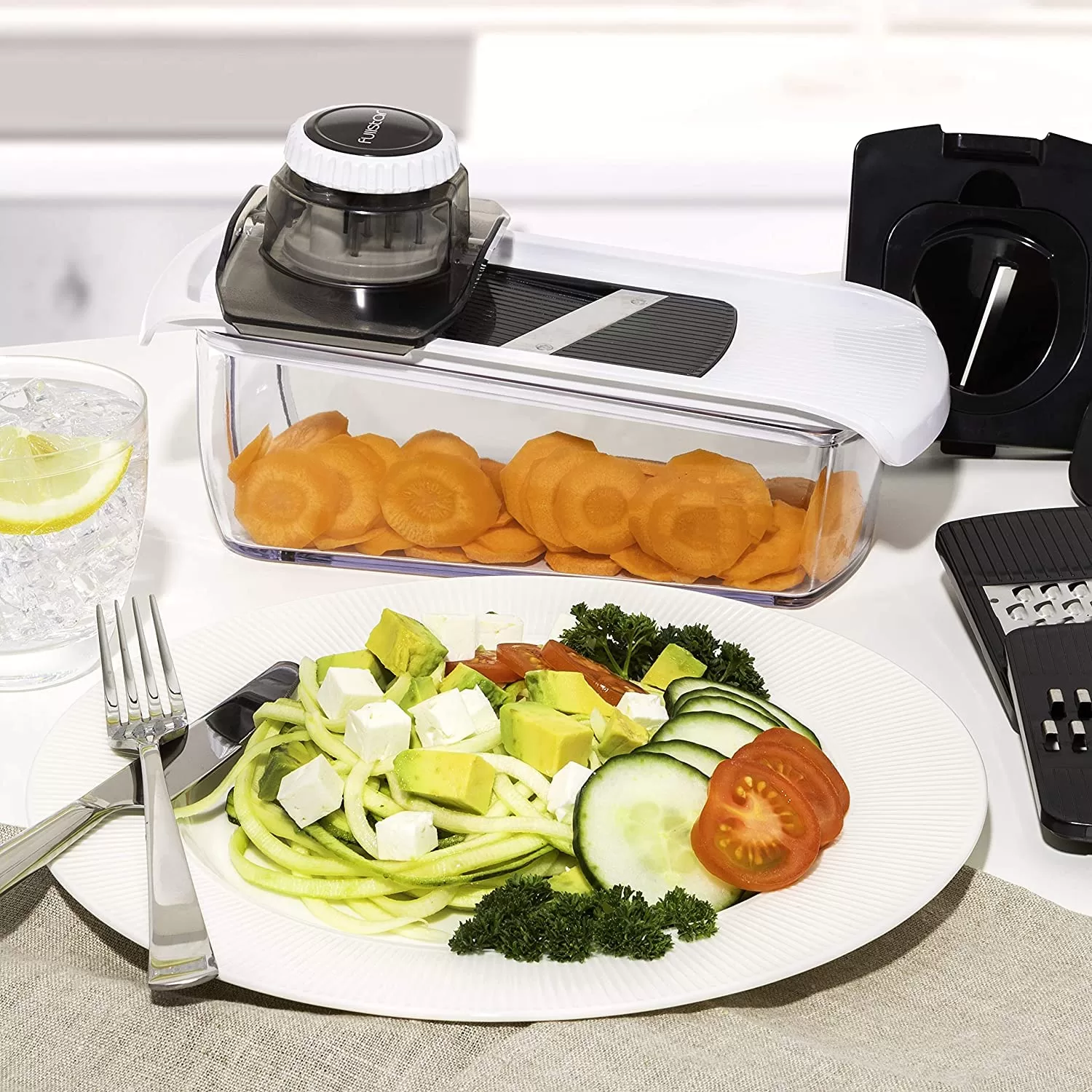 Fullstar Mandoline Slicer for Kitchen, Cheese Grater Vegetable Spiralizer and Veggie Slicer for Cooking & Meal Prep