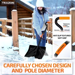 Trazon Snow Shovel Heavy Duty for Driveway with Ergonomic Handle to Use Without Backpain for Home Garage Car