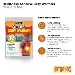 HotHands Body Warmers With Adhesive - Long Lasting Safe Natural Odorless Air Activated Warmers - 40 Individual Warmers