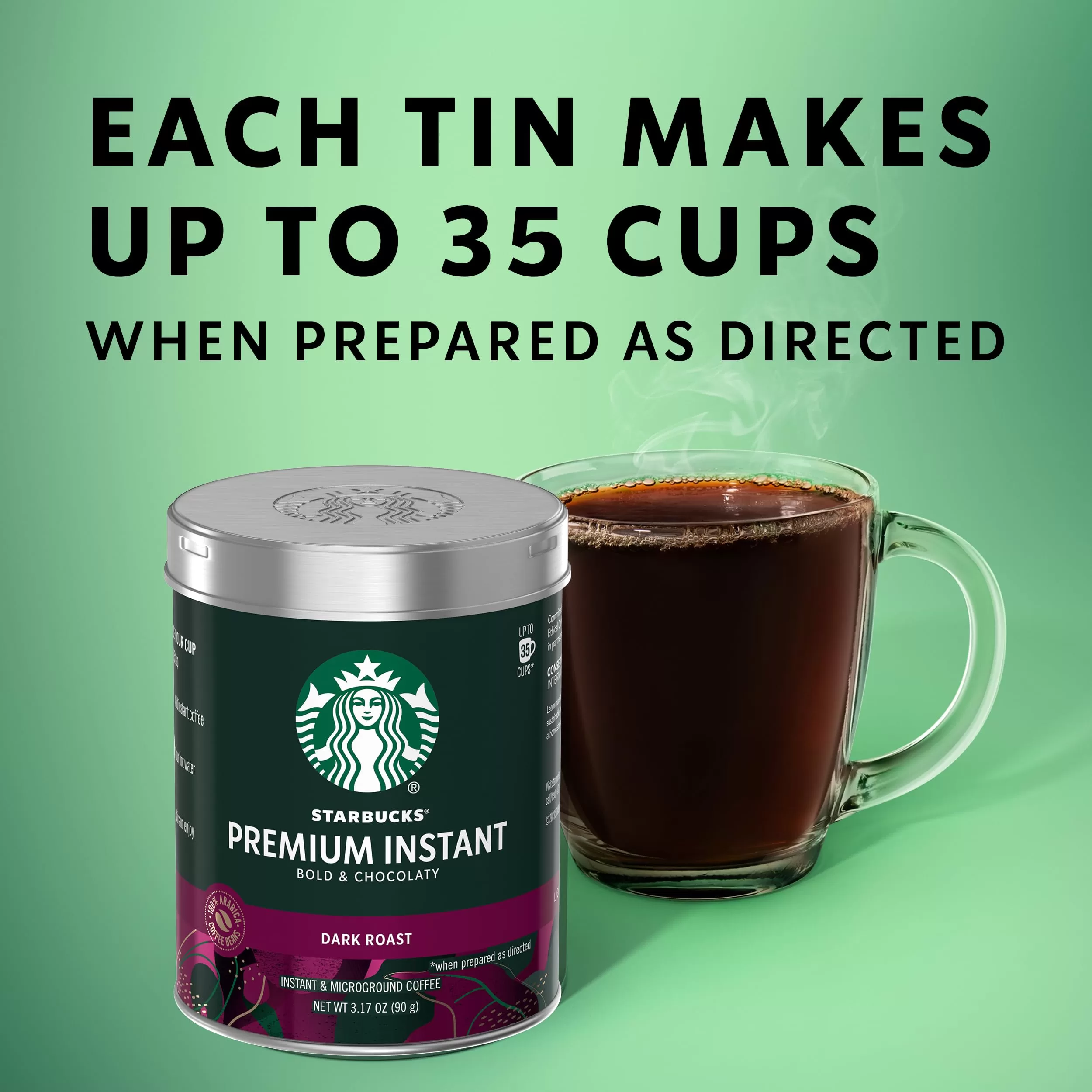 Starbucks Premium Instant Coffee, Dark Roast, 100% Arabica Beans, 3 Pack (3.17 Oz Each)