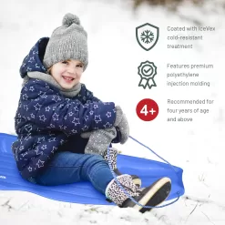 Slippery Racer Downhill Xtreme Flexible Adults and Kids Plastic Toboggan Snow Sled for Up to 2 Riders with Pull Rope, (2 Pack)
