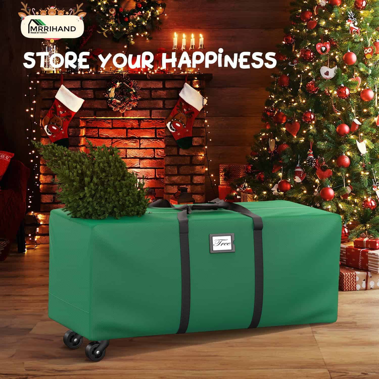 Mrrihand Christmas Tree Storage Bag 9Ft, Large Artificial Anti-Tear Heavy-Duty 600D Oxford Cloth Xmax Christmas Tree Storage Box 9FT