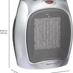 Amazon Basics 1500W Ceramic Personal Heater with Adjustable Thermostat, Silver