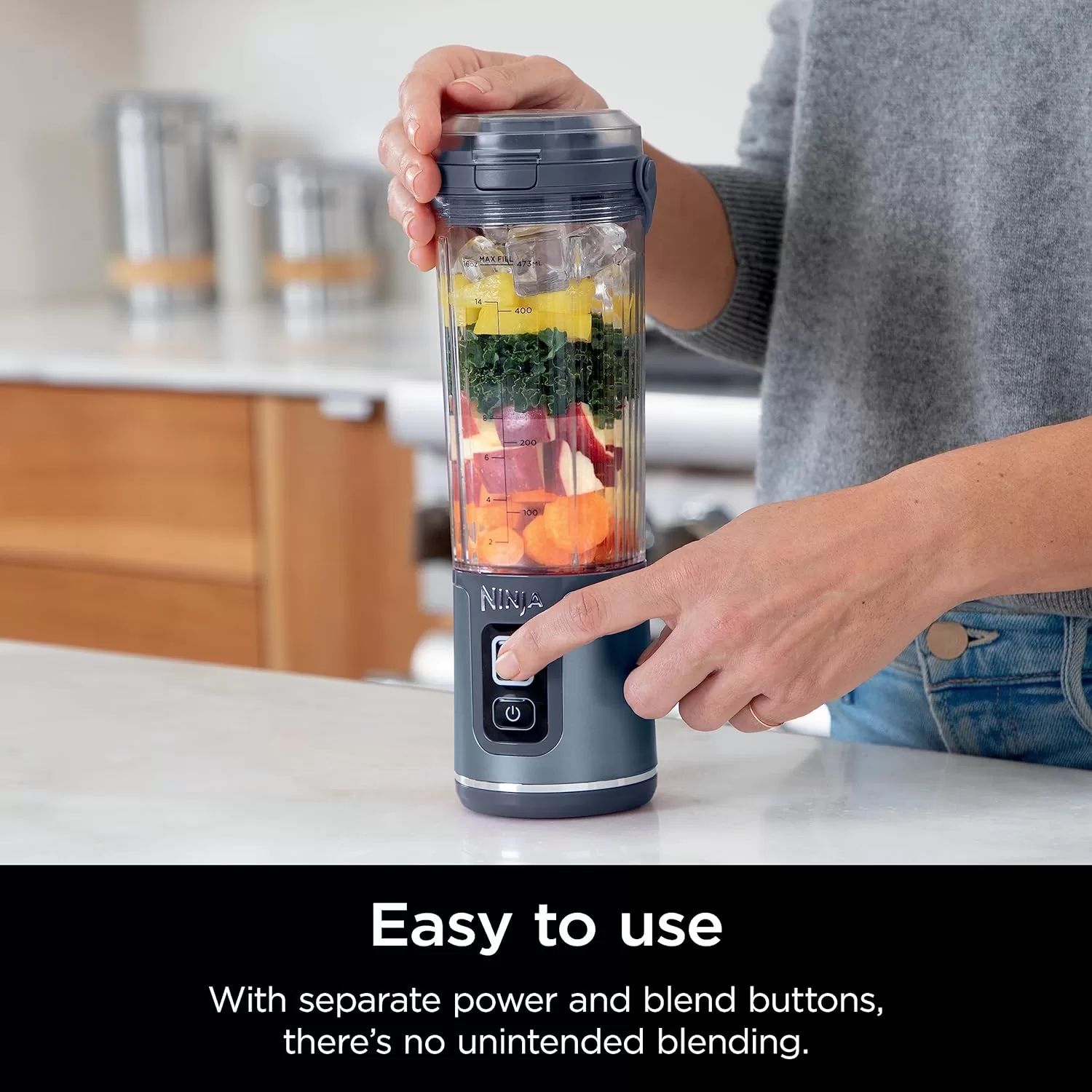 Ninja BC51NV Blast Portable Blender, Cordless, 18oz. Vessel, Denim Blue