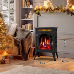 COWSAR Electric Fireplaces, 1500W Infrared Electric Stove Heater, Efficient Heating, 3D Realistic Flame, 5100 BTU