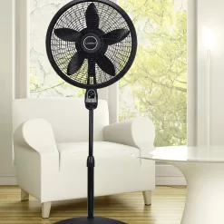 Lasko Oscillating Cyclone Pedestal Fan, Adjustable Height, Timer, Remote Control, 3 Speeds 18", Black, 1843