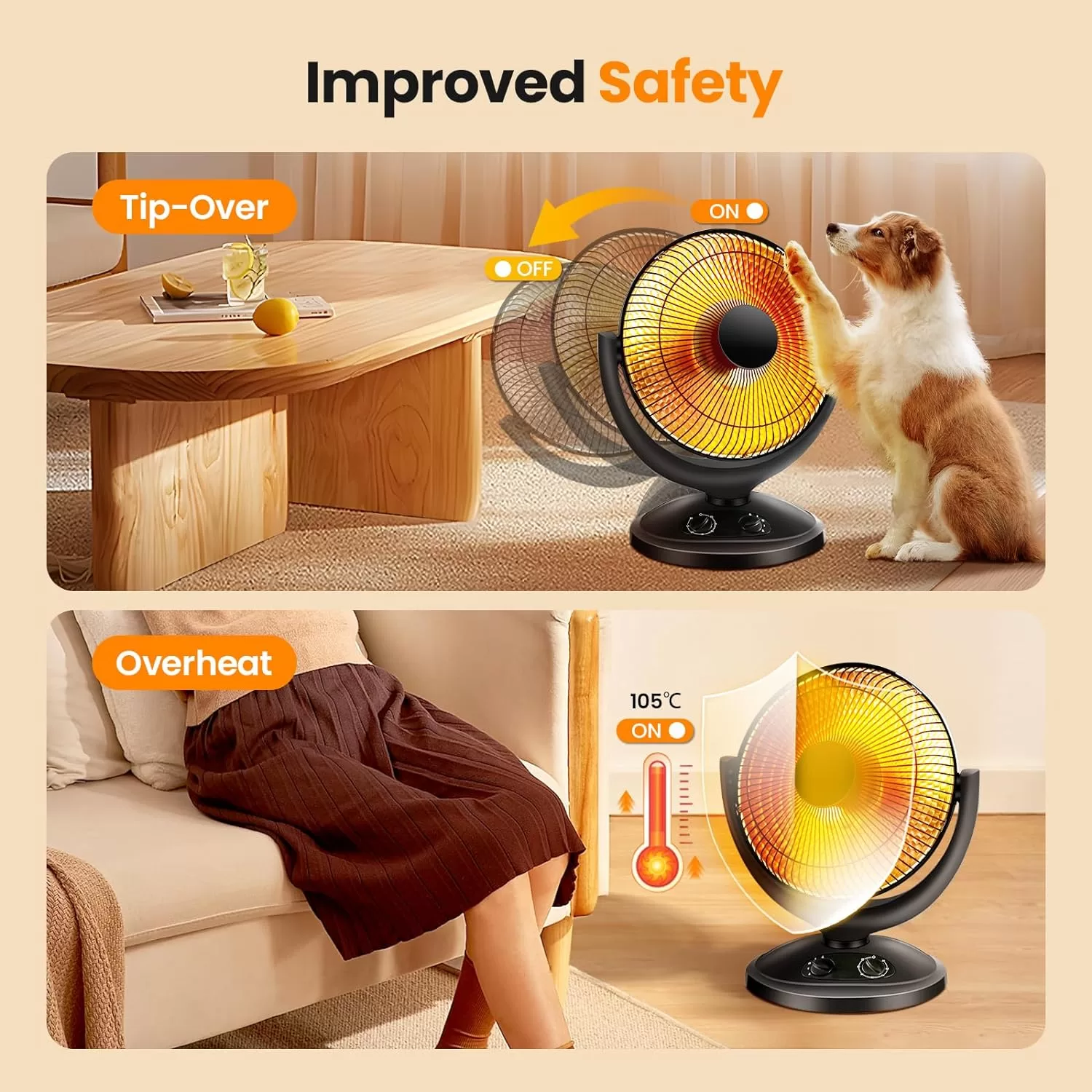 Kismile Oscillating Parabolic Space Heater