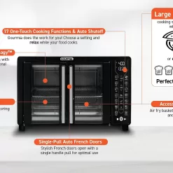 Gourmia Toaster Oven Air Fryer Combo 17 cooking presets 1700W french door digital air fryer oven 24L capacity accessories