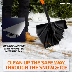 Trazon Snow Shovel Heavy Duty for Driveway with Ergonomic Handle to Use Without Backpain for Home Garage Car