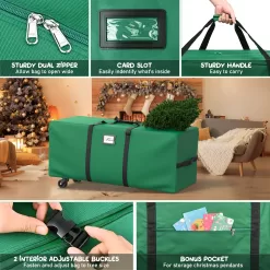 Mrrihand Christmas Tree Storage Bag 9Ft, Large Artificial Anti-Tear Heavy-Duty 600D Oxford Cloth Xmax Christmas Tree Storage Box 9FT