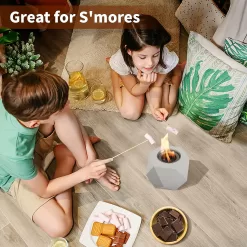 KIZZBY Table Top Fire Pit Bowl - Concrete Tabletop Fireplace Indoor Outdoor Decor Portable Rubbing Alcohol Burner Smores Maker