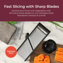 MuellerLiving Mandoline Slicer for Kitchen, Stainless Steel, Slice or Julienne, Vegetable Chopper, Fruits