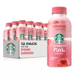 Starbucks Pink Drink, Strawberry Acai with Coconut Milk, 14oz Bottles (12 Pack)