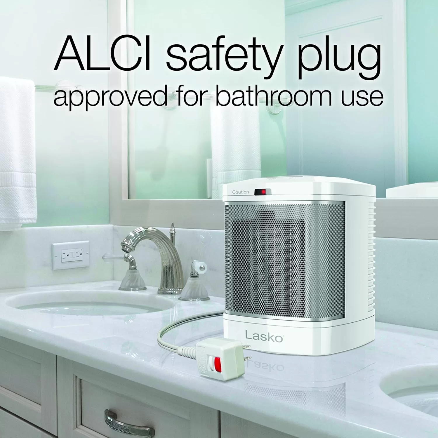 Lasko CD08200 Small Portable Ceramic Space Heater for Bathroom and Indoor Home Use, White