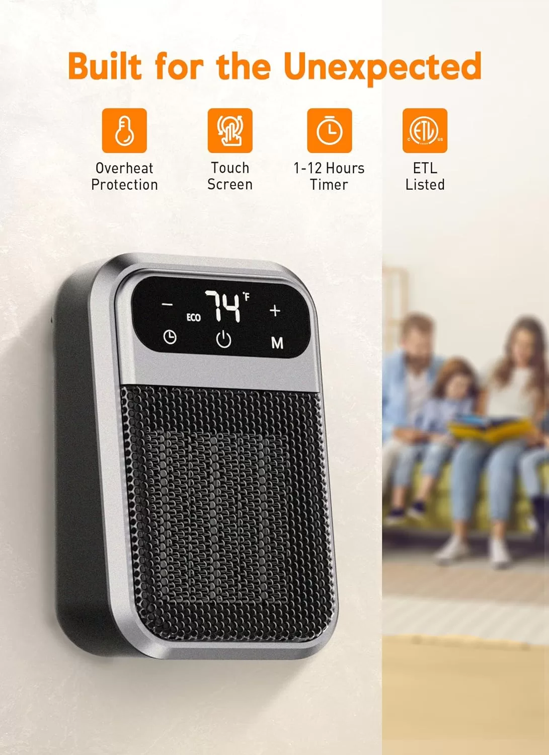 GiveBest 800W Wall Outlet Space Heater with Remote, LED Display Small Plug in Electric Heater