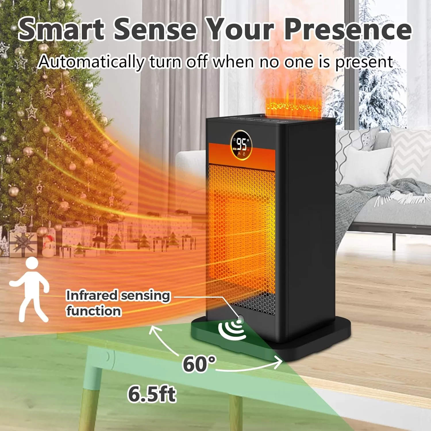 Okoium Space Heaters for Indoor Use, 2023 Upgraded PTC Space Heater Large Room 1500W, Heat Up 260 sq.ft