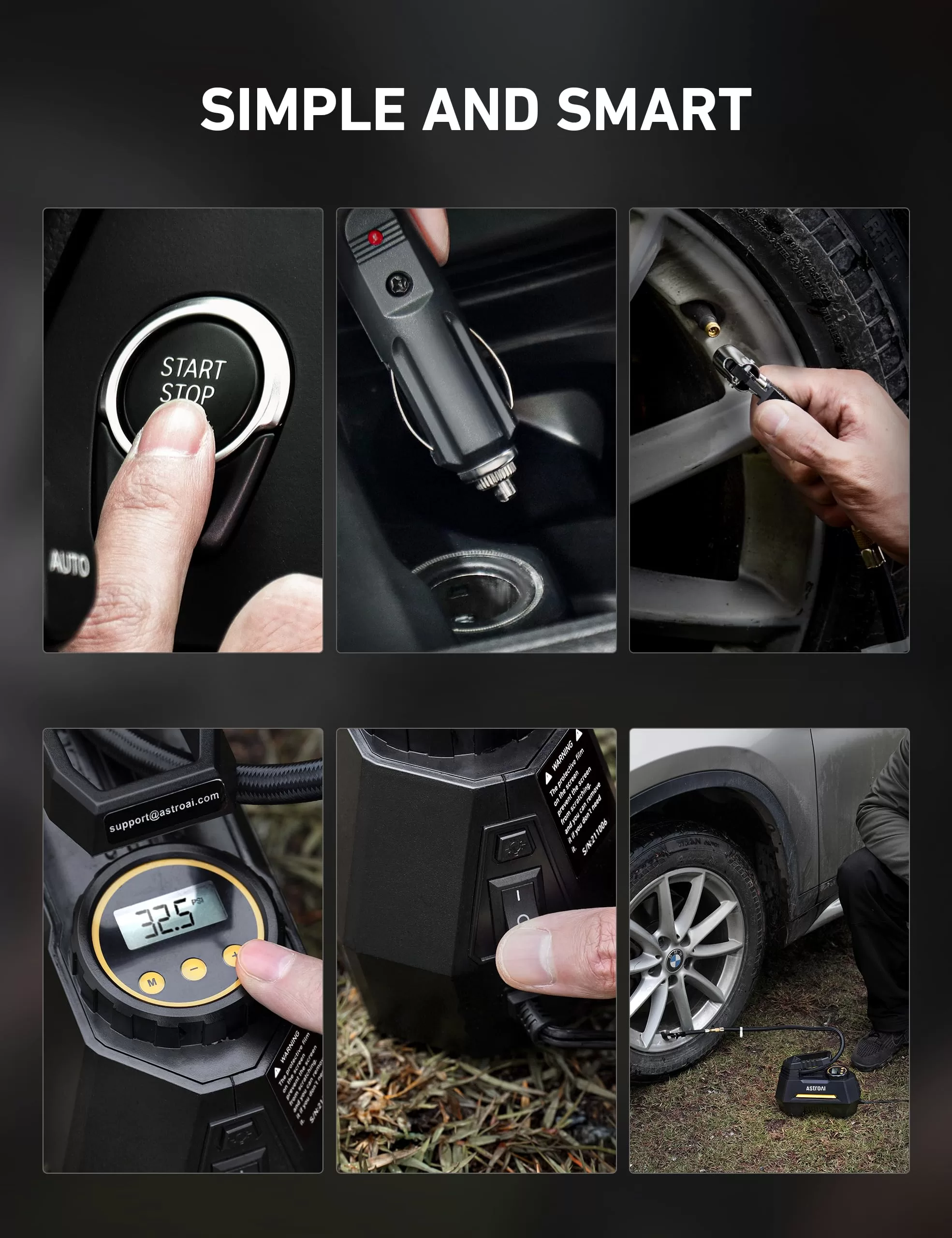 AstroAI Tire Inflator Portable Air Compressor Air Pump for Car Tires - Car Accessories, 12V DC Auto Pump with Digital Pressure Gauge