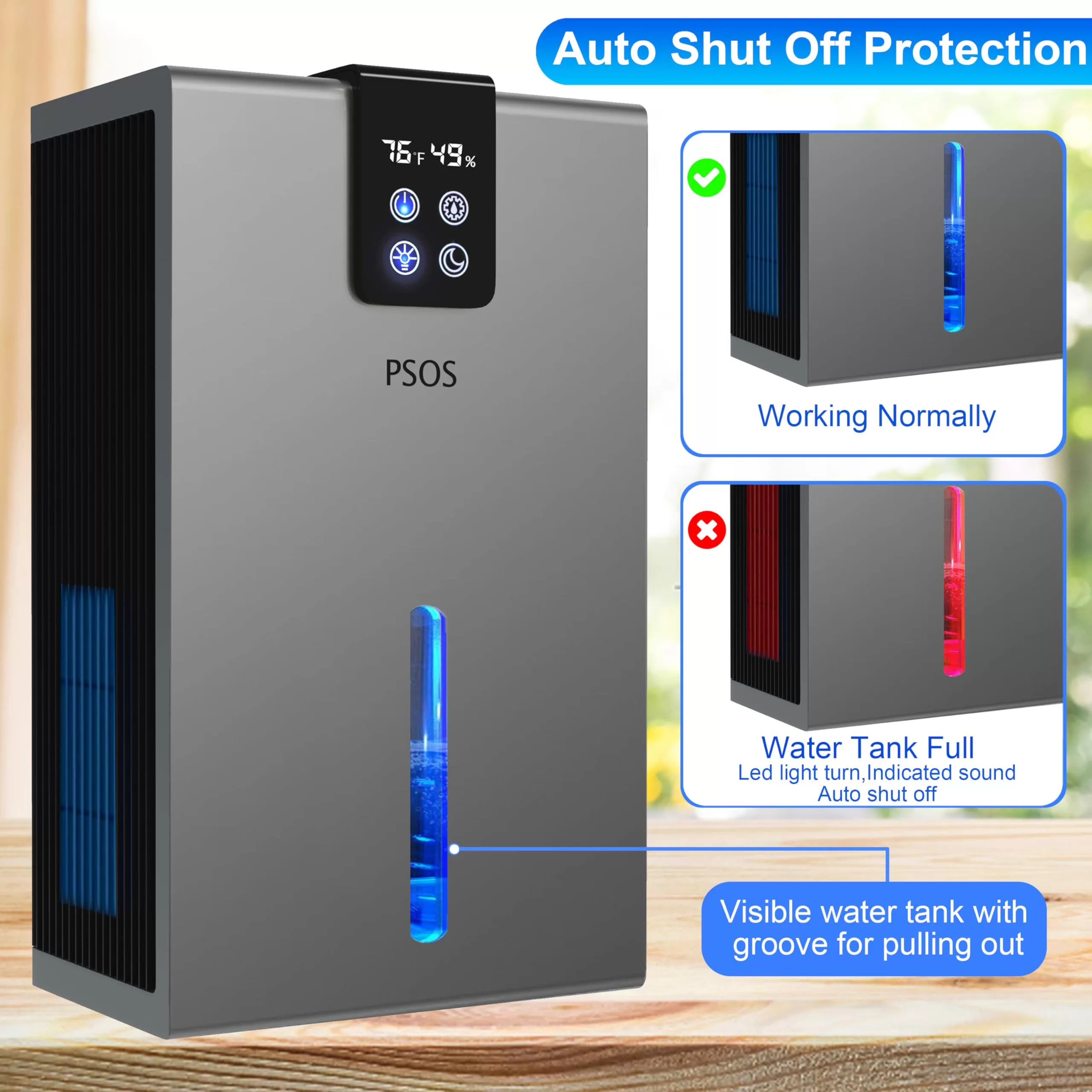 PSOS Dehumidifier, 98.56oz Dehumidifiers for Basement