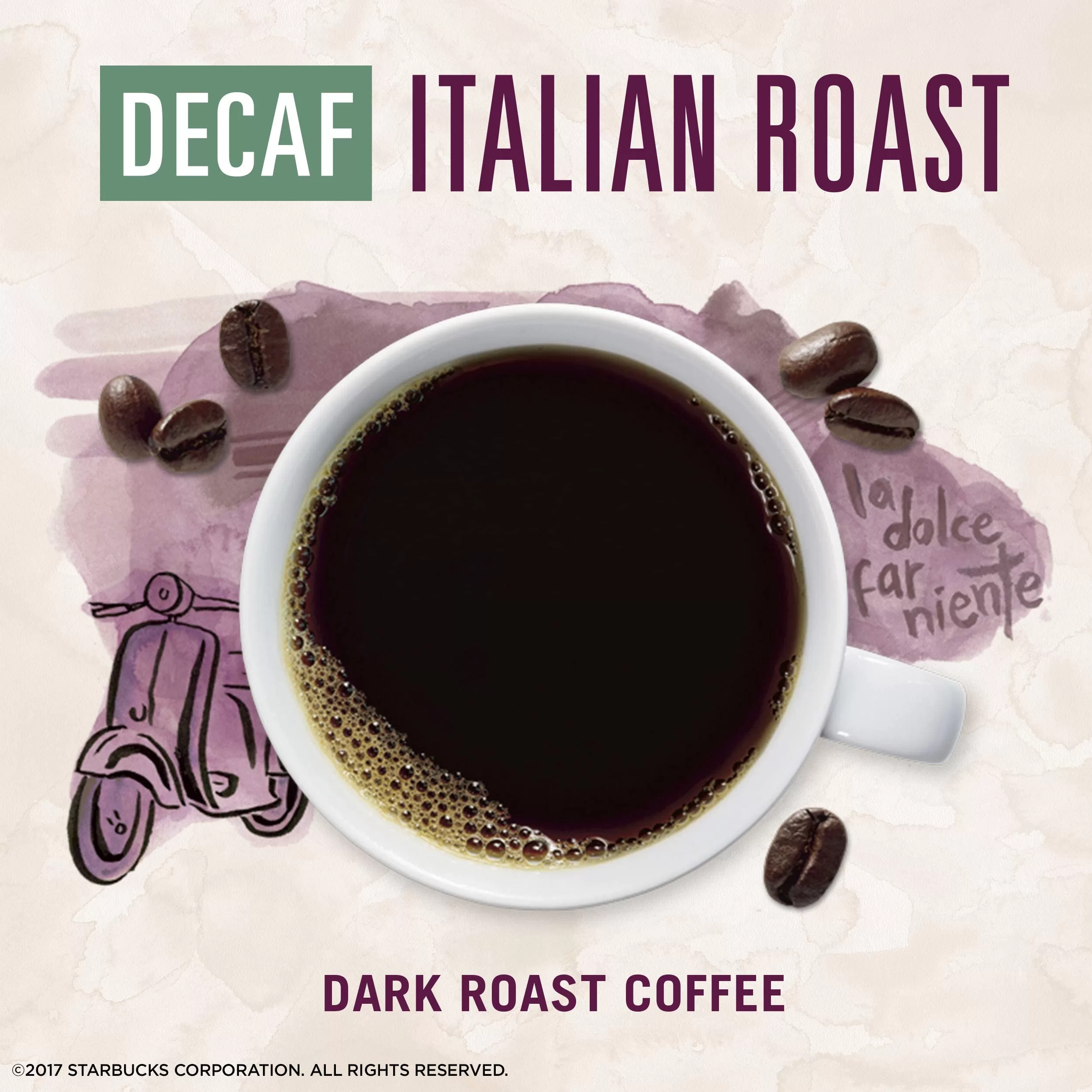 Starbucks VIA Instant Coffee—Dark Roast Coffee—Decaf Italian Roast—100% Arabica—1 box (50 packets)