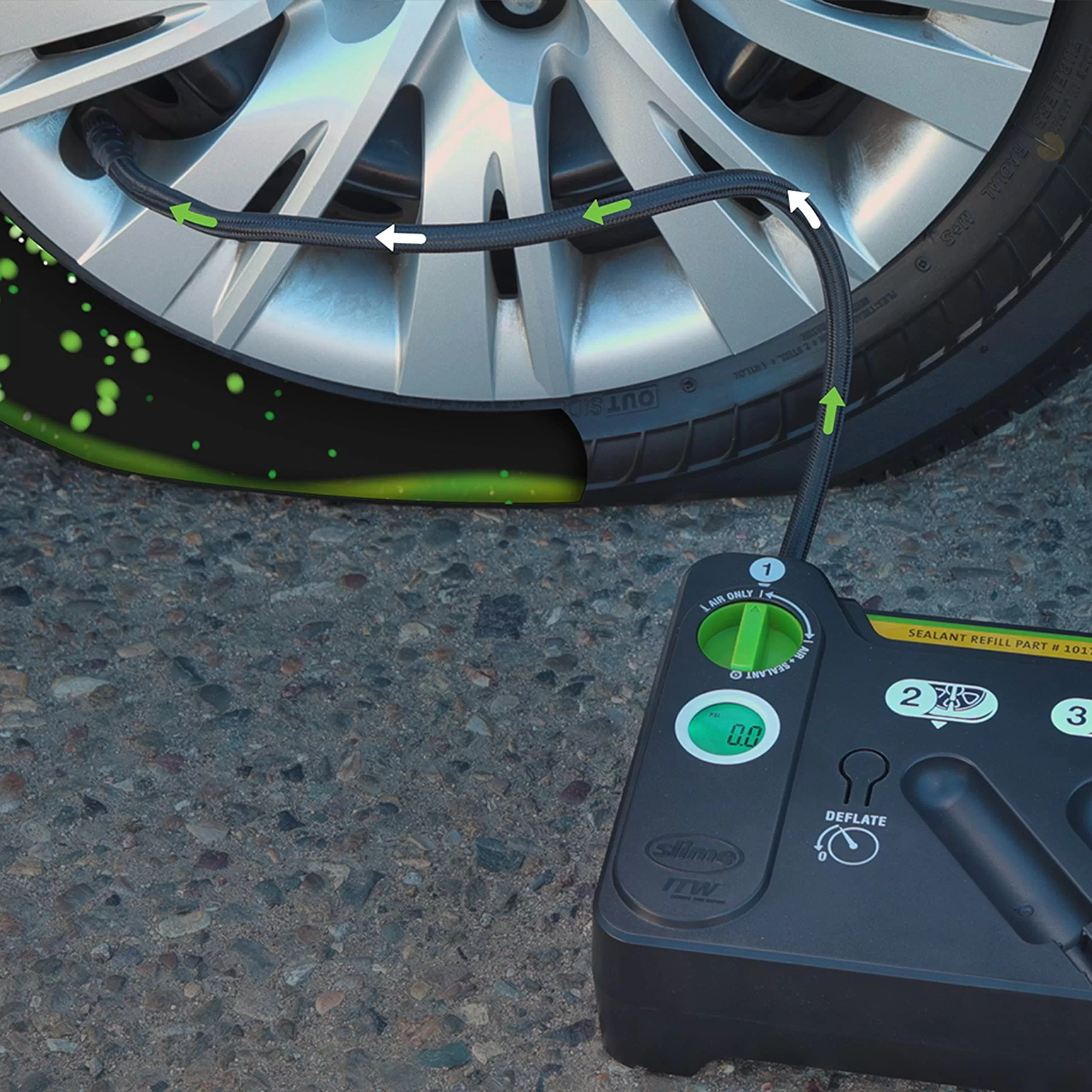 Slime 50122 Flat Tire Puncture Emergency Kit, Includes Sealant and Tire Inflator Pump, 10 Min Fix