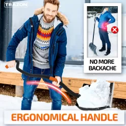 Trazon Snow Shovel Heavy Duty for Driveway with Ergonomic Handle to Use Without Backpain for Home Garage Car