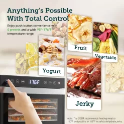 COSORI Food Dehydrator for Jerky, 176°F Temperature Control, 5 Stainless Steel Trays Dryer Machine