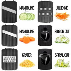 Fullstar Mandoline Slicer for Kitchen, Cheese Grater Vegetable Spiralizer and Veggie Slicer for Cooking & Meal Prep