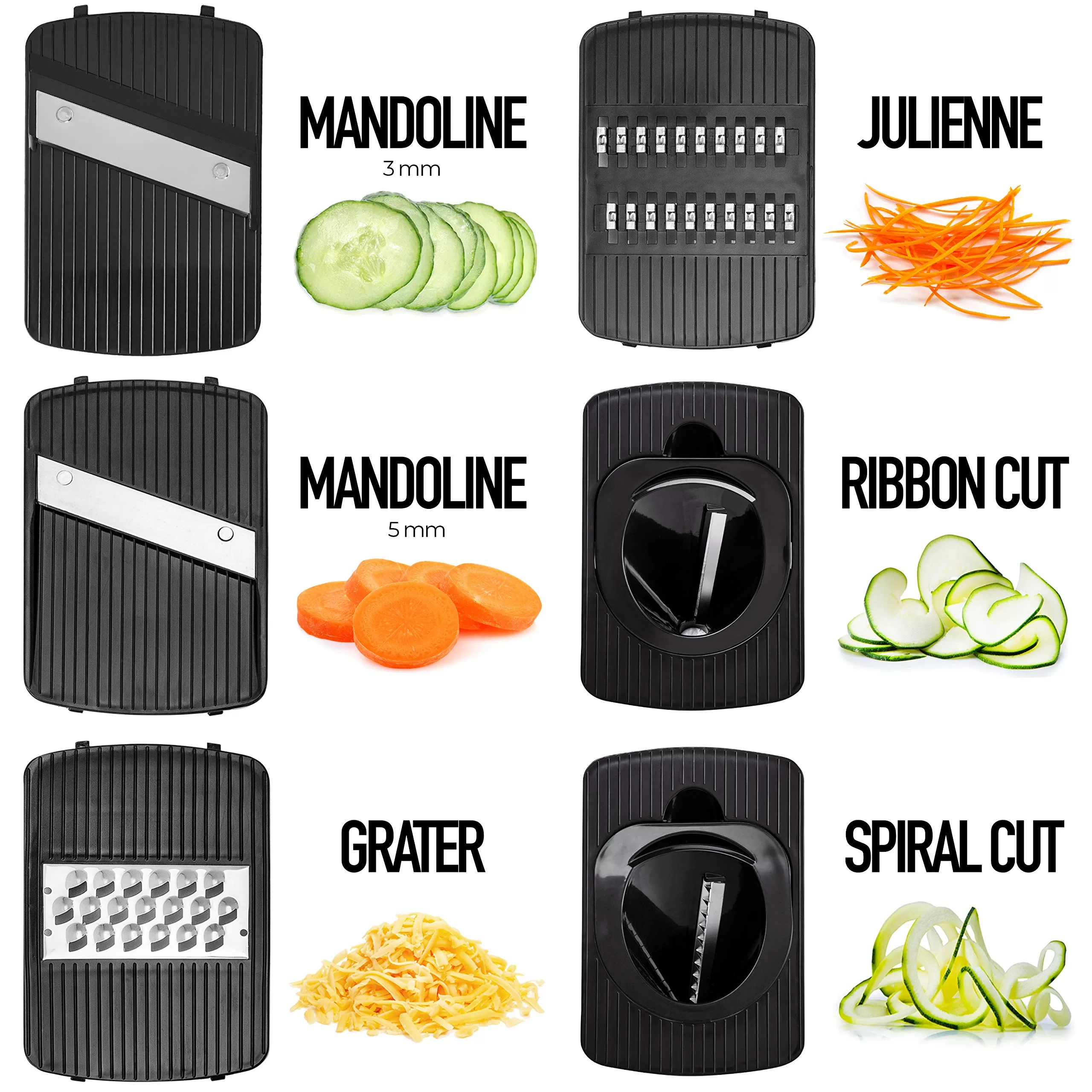 Fullstar Mandoline Slicer for Kitchen, Cheese Grater Vegetable Spiralizer and Veggie Slicer for Cooking & Meal Prep