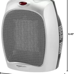 Amazon Basics 1500W Ceramic Personal Heater with Adjustable Thermostat, Silver