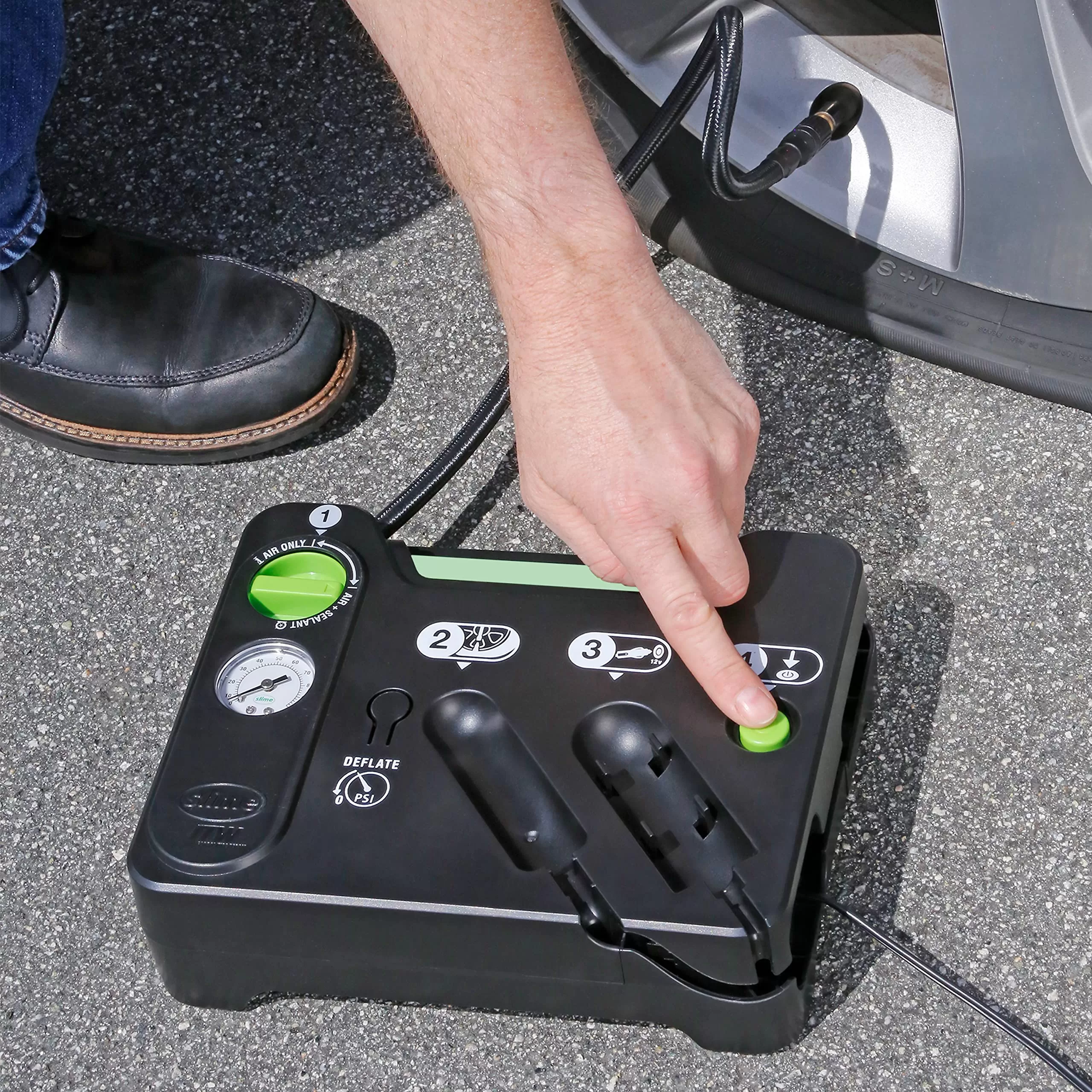 Slime 50122 Flat Tire Puncture Emergency Kit, Includes Sealant and Tire Inflator Pump, 10 Min Fix