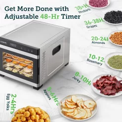 COSORI Food Dehydrator for Jerky, Large Drying Space with 6.48ft², 600W Dehydrated Dryer, 6 Stainless Steel Trays