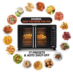 Gourmia Toaster Oven Air Fryer Combo 17 cooking presets 1700W french door digital air fryer oven 24L capacity accessories