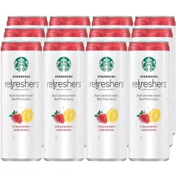 Starbucks, Refreshers with Coconut Water, Strawberry Lemonade, 12 fl Oz. Cans (12 Pack)