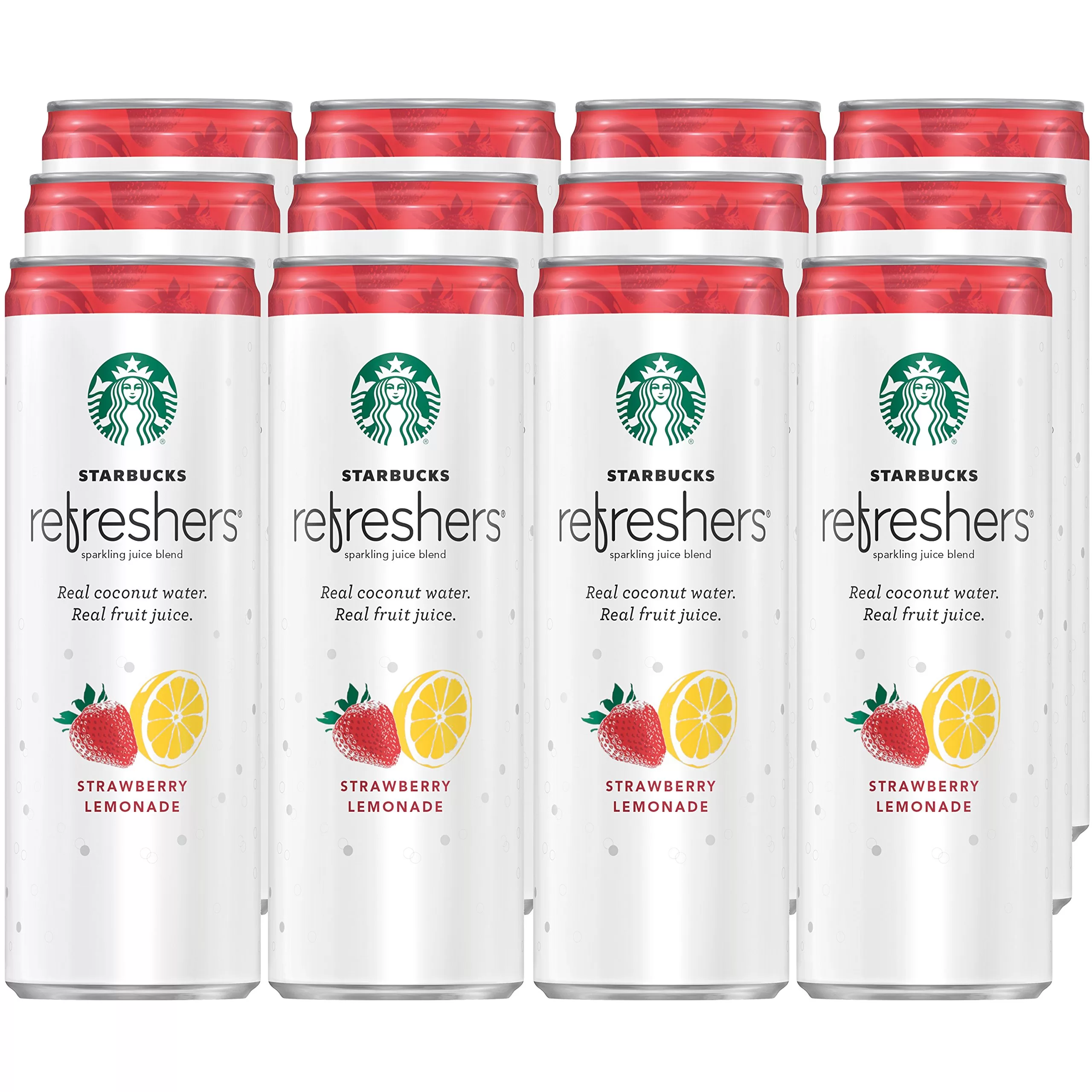 Starbucks, Refreshers with Coconut Water, Strawberry Lemonade, 12 fl Oz. Cans (12 Pack)