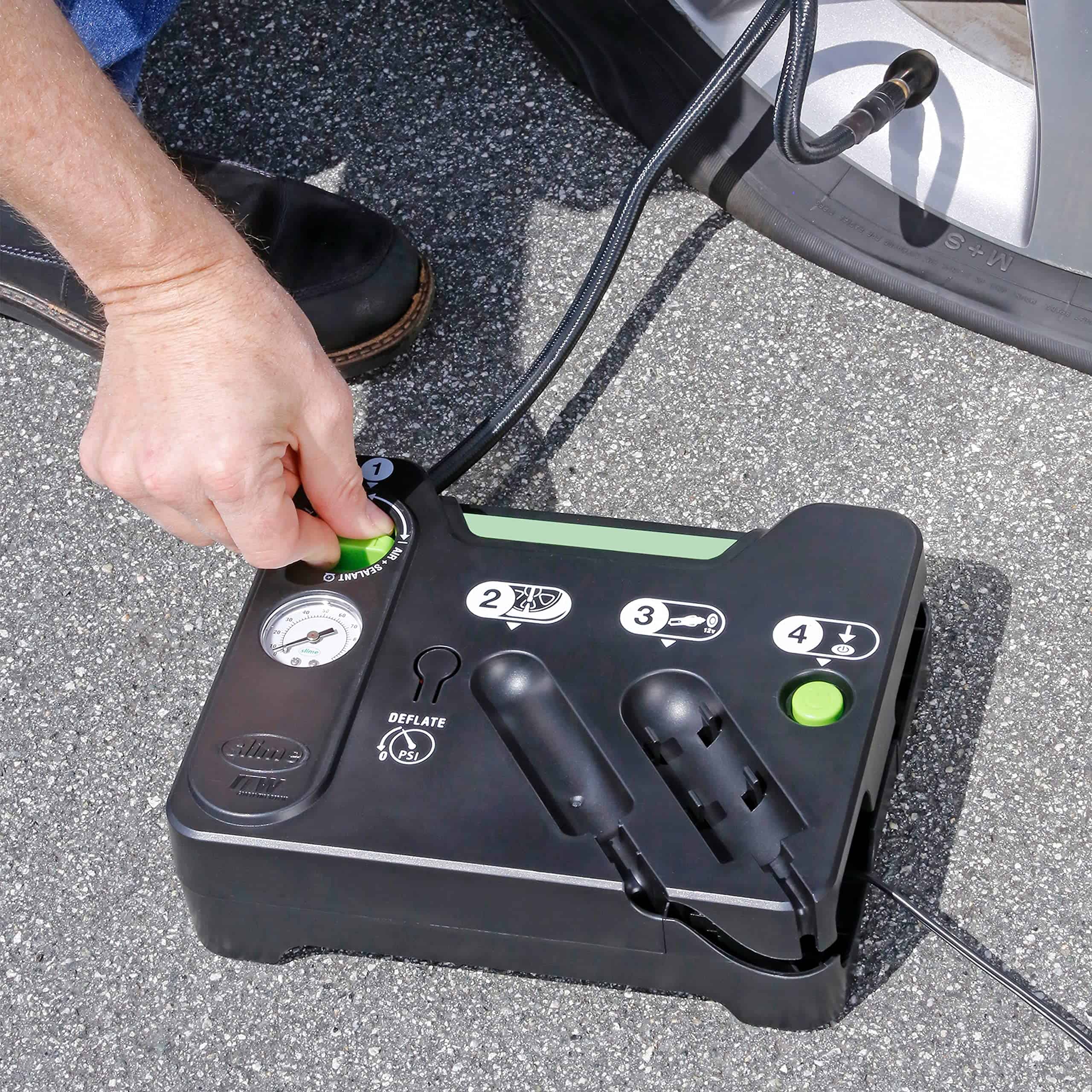 Slime 50122 Flat Tire Puncture Emergency Kit, Includes Sealant and Tire Inflator Pump, 10 Min Fix