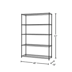 TRINITY HTBFPBA-0950 Black Anthracite 5-Tier Steel Wire Shelving Unit (48 in. W x 72 in. H x 18 in. D)