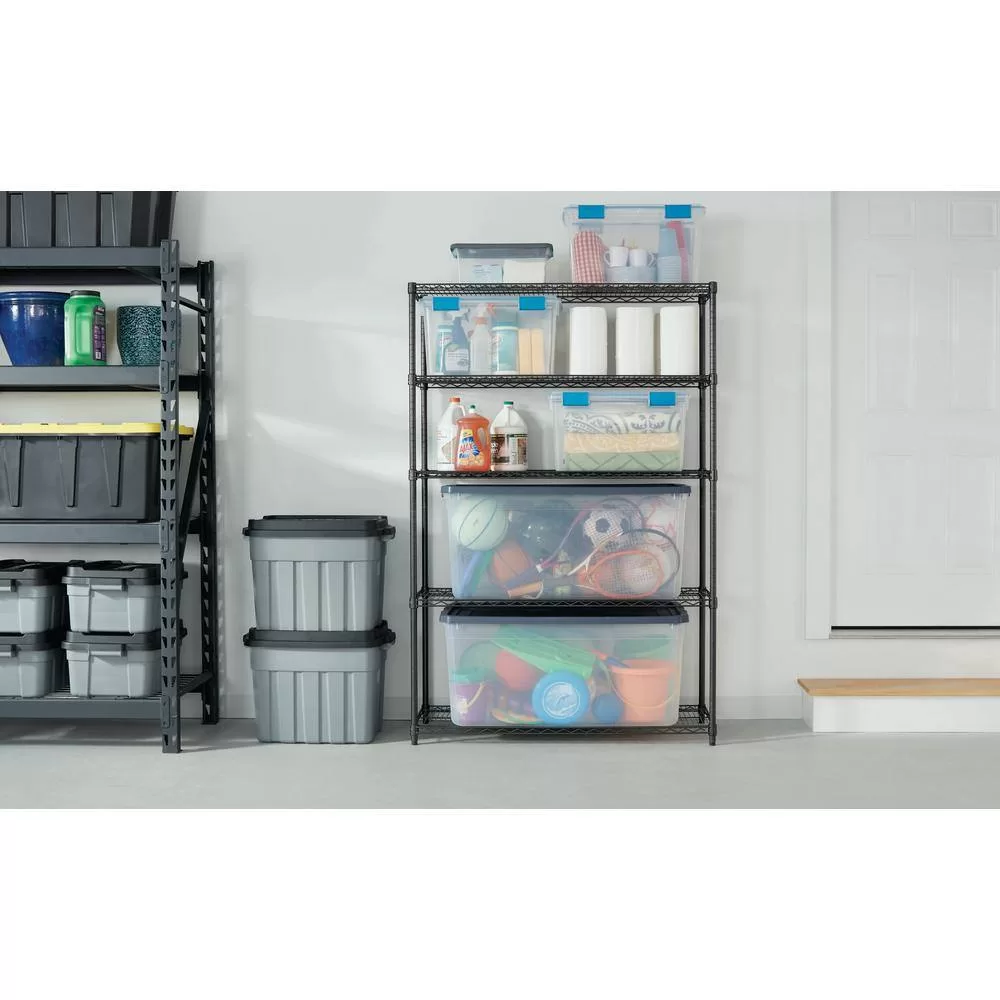 TRINITY HTBFPBA-0950 Black Anthracite 5-Tier Steel Wire Shelving Unit (48 in. W x 72 in. H x 18 in. D)