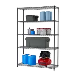TRINITY HTBFPBA-0950 Black Anthracite 5-Tier Steel Wire Shelving Unit (48 in. W x 72 in. H x 18 in. D)