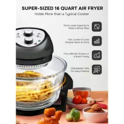 Big Boss 16 Qt. Black Oil-less Air Fryer with Built-In Timer