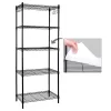 EFINE RL100-5 Black 5-Tier Carbon Steel Wire Garage Storage Shelving Unit with 8 Hooks (23.6 in. W x 59 in. H x 14 in. D)