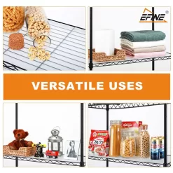 EFINE RL100-5 Black 5-Tier Carbon Steel Wire Garage Storage Shelving Unit with 8 Hooks (23.6 in. W x 59 in. H x 14 in. D)
