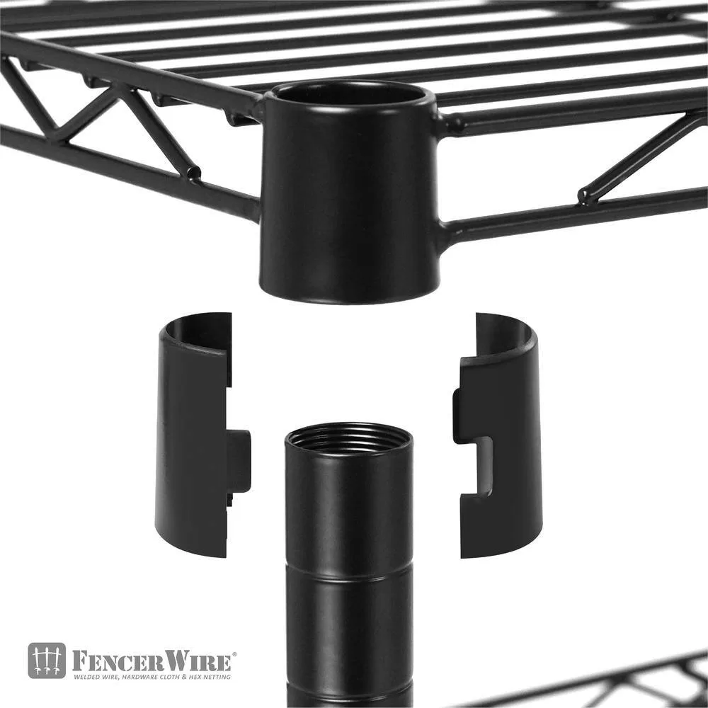 Fencer Wire Black 4-Tier Adjustable Height Wire Shelving Unit, Garage Shelving Storage Organizer