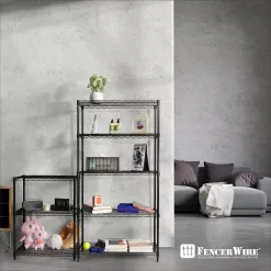 Fencer Wire Black 4-Tier Adjustable Height Wire Shelving Unit, Garage Shelving Storage Organizer