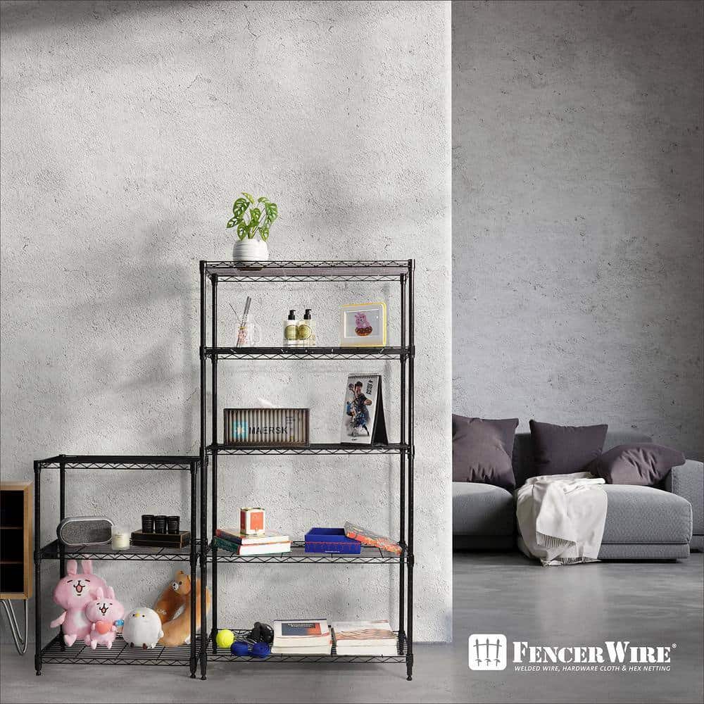Fencer Wire Black 4-Tier Adjustable Height Wire Shelving Unit, Garage Shelving Storage Organizer