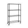 Fencer Wire Black 4-Tier Metal Garage Storage Shelving Unit with Leveling Feet and Wheels (36 in. W x 14 in. D x 56 in. H)